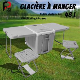 Glaciere Ferdi Plast Capacité 48L Avec 2 Chaises Portables et Roues