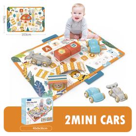 Tapis d’eveil circuit jungle avec 2 voiturettes 103 cm x 79 cm