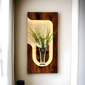 Panneau Mural Décoratif avec Éclairage LED Design Moderne en Bois V2