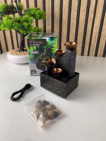 Fontaine à eau cascade avec éclairage LED pour décoration intérieure et ambiance V1