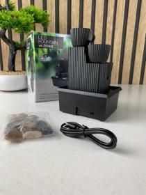 Fontaine à eau cascade avec éclairage LED pour décoration intérieure et ambiance V5