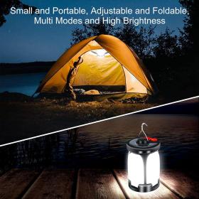Lanterne de camping Rechargeable avec 6 modes d’éclairage, 60 LED