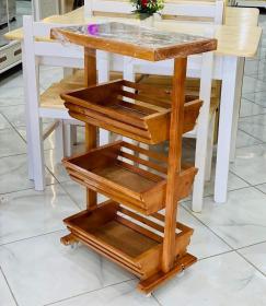 سلة خضر خشبية 3 طوابق 