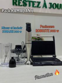 Pack RAMADAN Mixeur et hachoir sonashi 300 w Panineuse robuste 900 w 